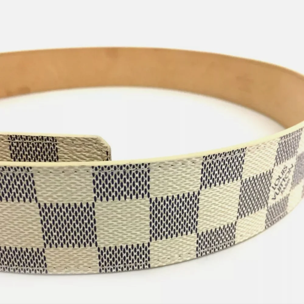 LOUIS VUITTON DAMIER AZUR INTRALES LV SAINT TULLE WHITE MENS BELT /N2483 - Picture 4 of 10